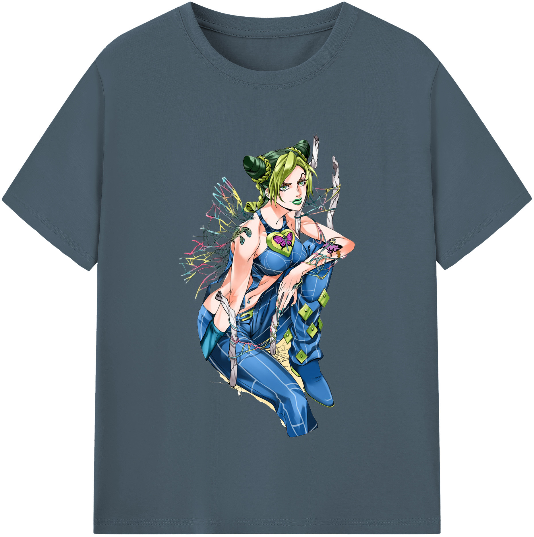 （画像用） "ジョジョの奇妙な冒険 くうじょう ジョリーン JoJo's Bizarre Adventure Jolyne Cujoh " 綿100％半袖Tシャツ（フロントプリント）